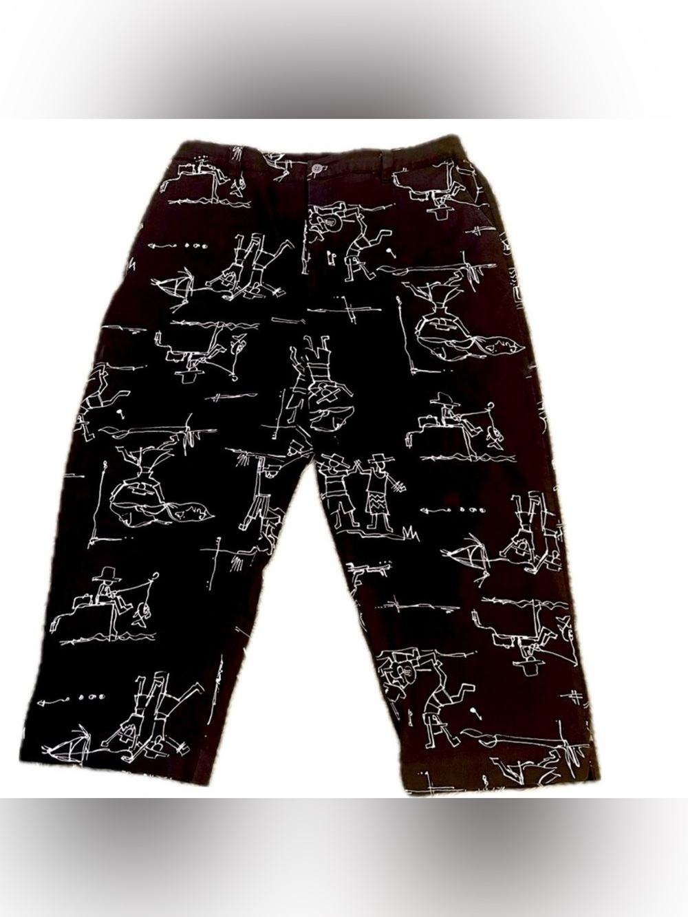 Chico’s Line Drawing Sketch Print Cropped Pants Size 2 (US 12) Novelty Art